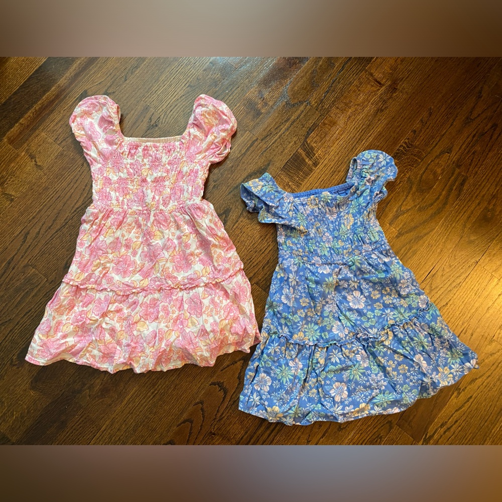 Jumping Beans- 2pc set Girls Pink Floral Smocked Sundress blue pink floral 4T